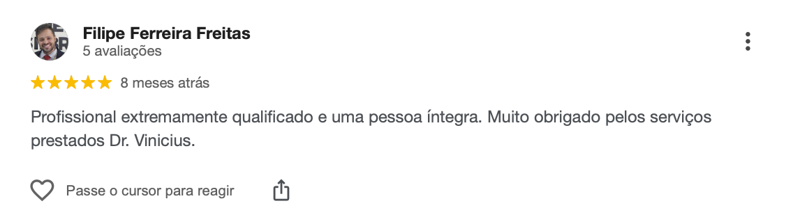 Avaliação 5 estrelas de cliente satisfeito